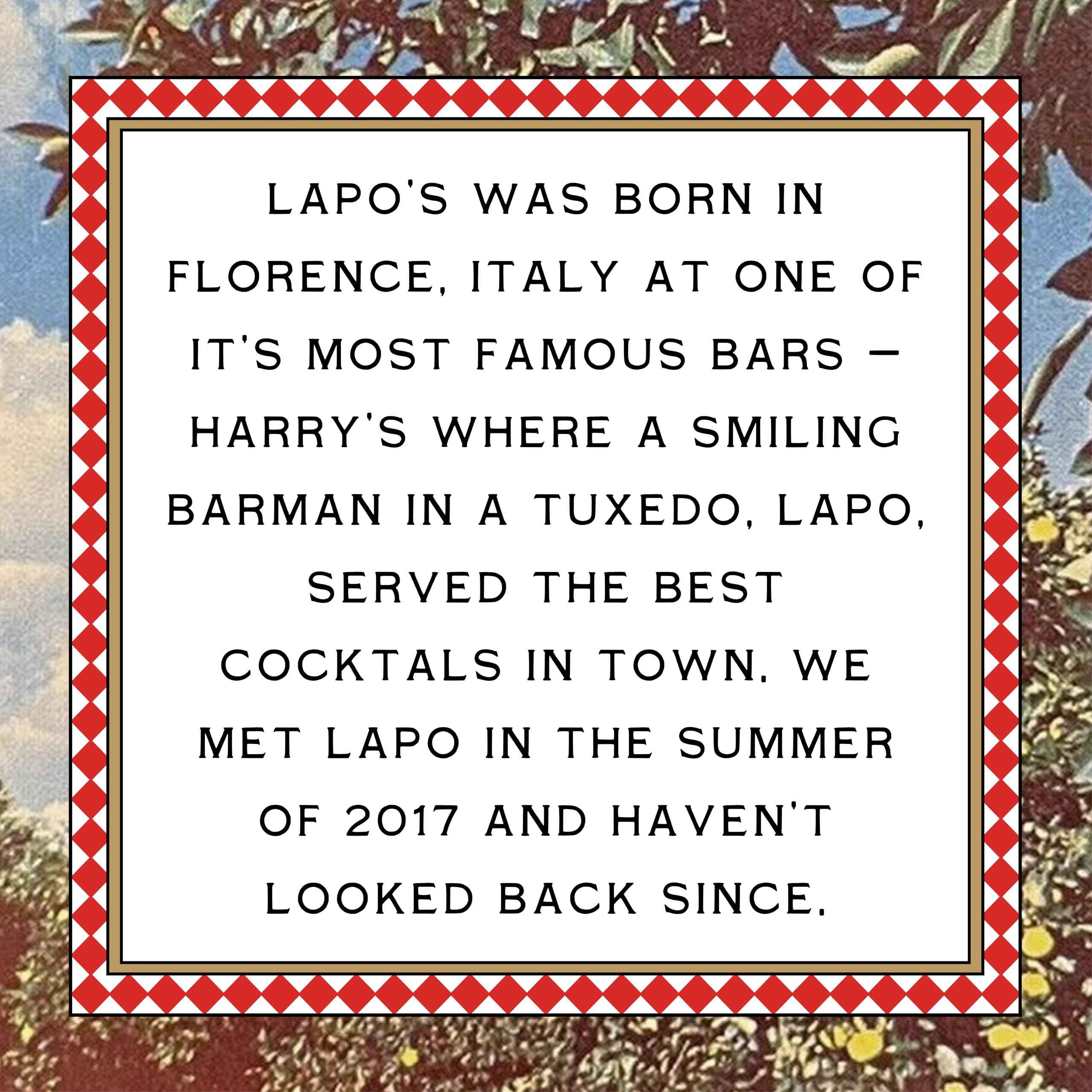 Lapo's on a brunch table to show social occasion suitability and style