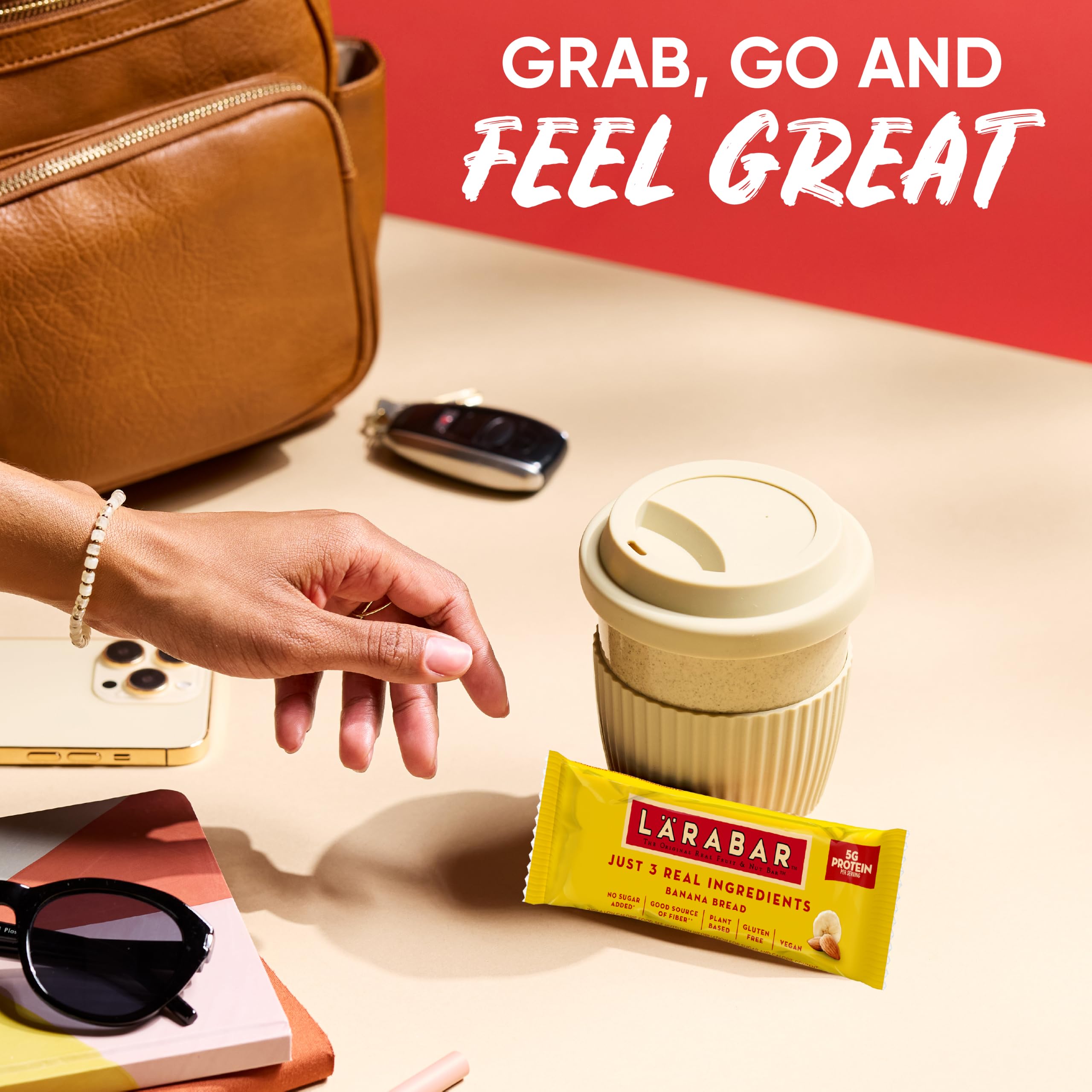 LÄRABAR bar in hand to show size and on-the-go convenience