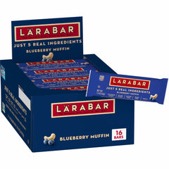 LÄRABAR front box showing 16-count blueberry muffin bars and benefits