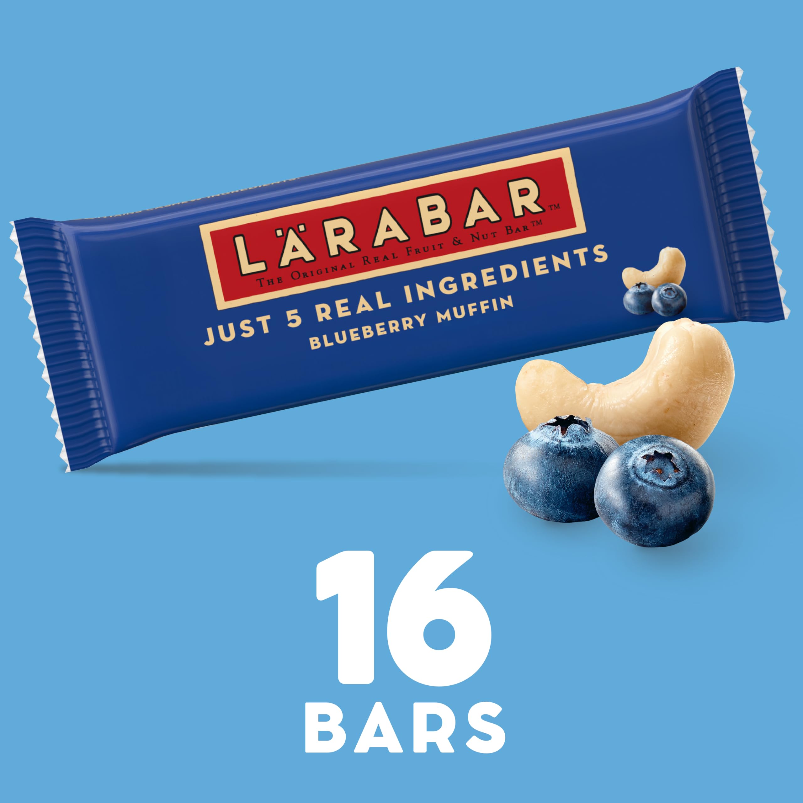 LÄRABAR cashews dates apples and blueberries ingredient close-up for transparency