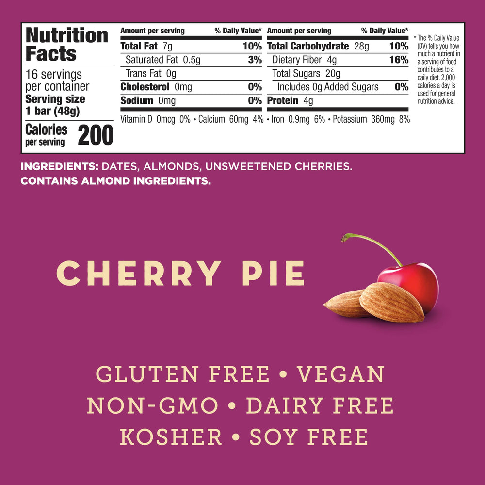 LÄRABAR single Cherry Pie bar wrapper highlighting portable snack benefit