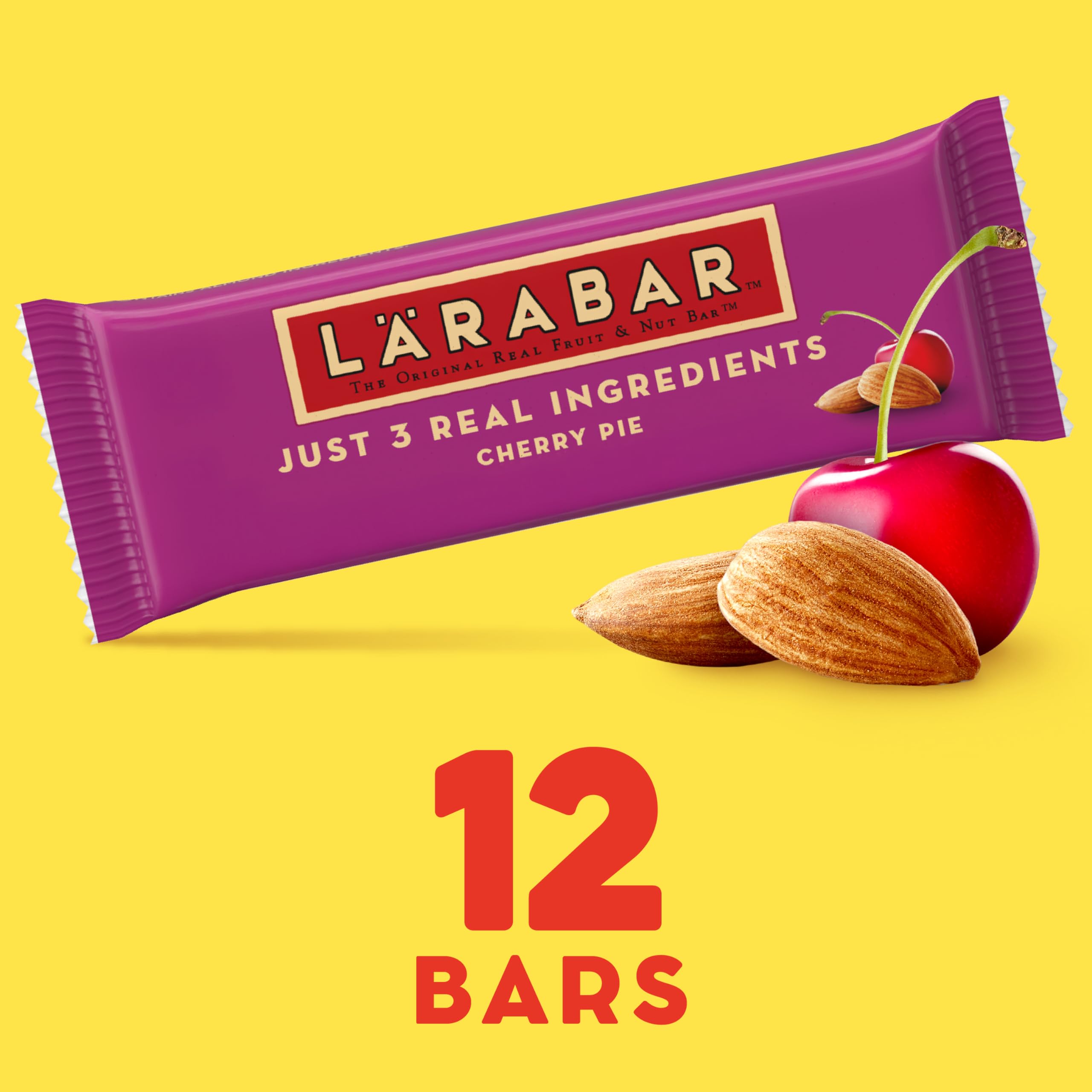 LÄRABAR unwrapped Cherry Pie bar showing chewy fruit and nut profile