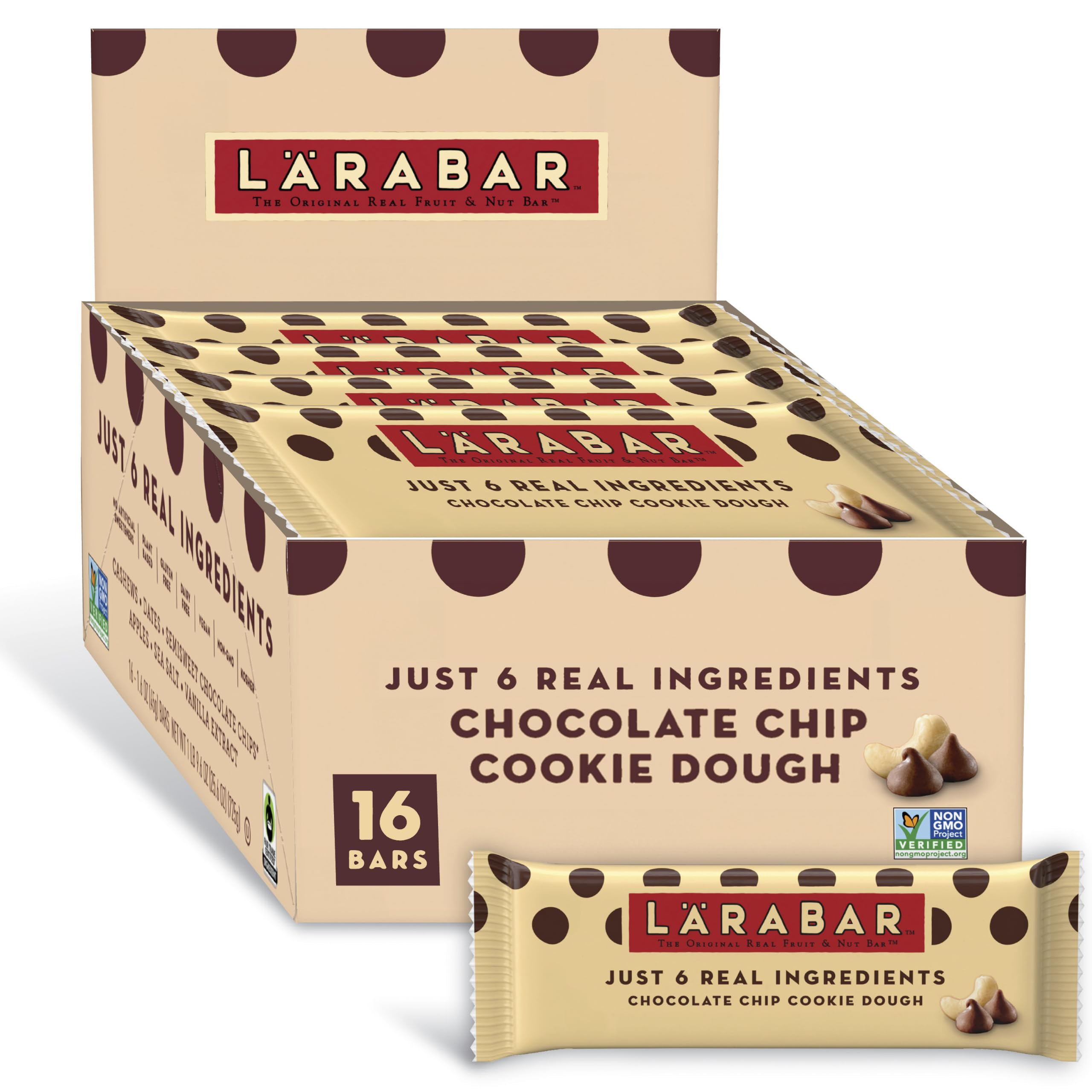 LÄRABAR front box view showing 16-count convenience and real-ingredient appeal
