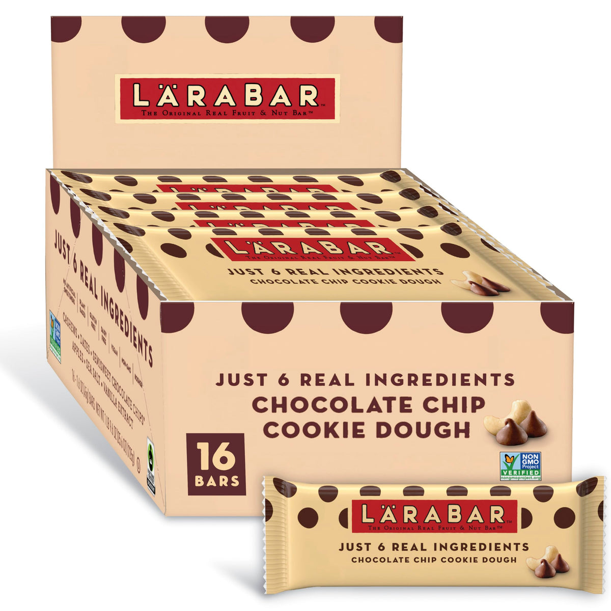 LÄRABAR front box view showing 16-count convenience and real-ingredient appeal