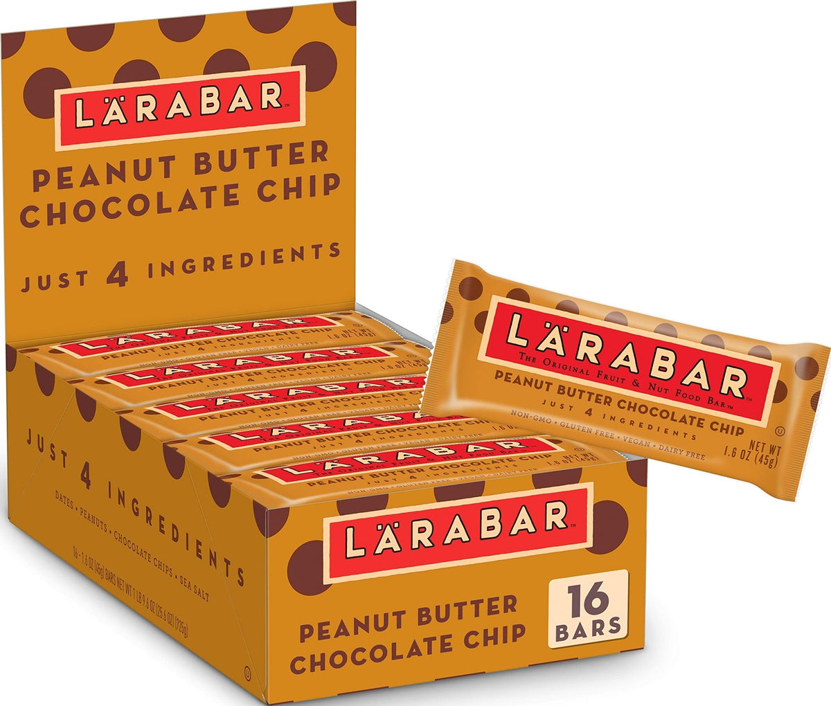 LÄRABAR pack front showing 16-count box and benefit of grab-and-go convenience