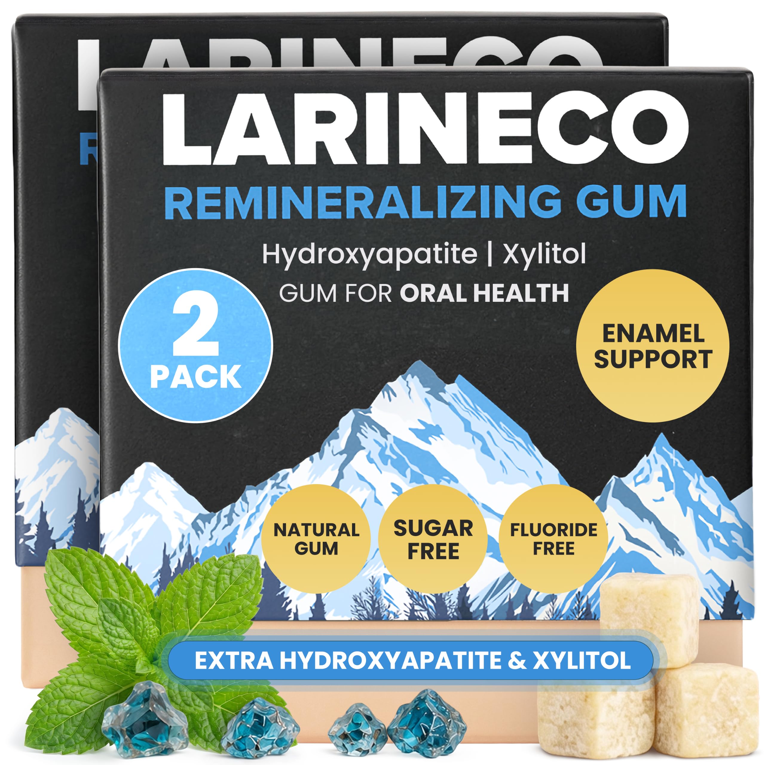 Larineco front packaging showing 36-count and mint benefits