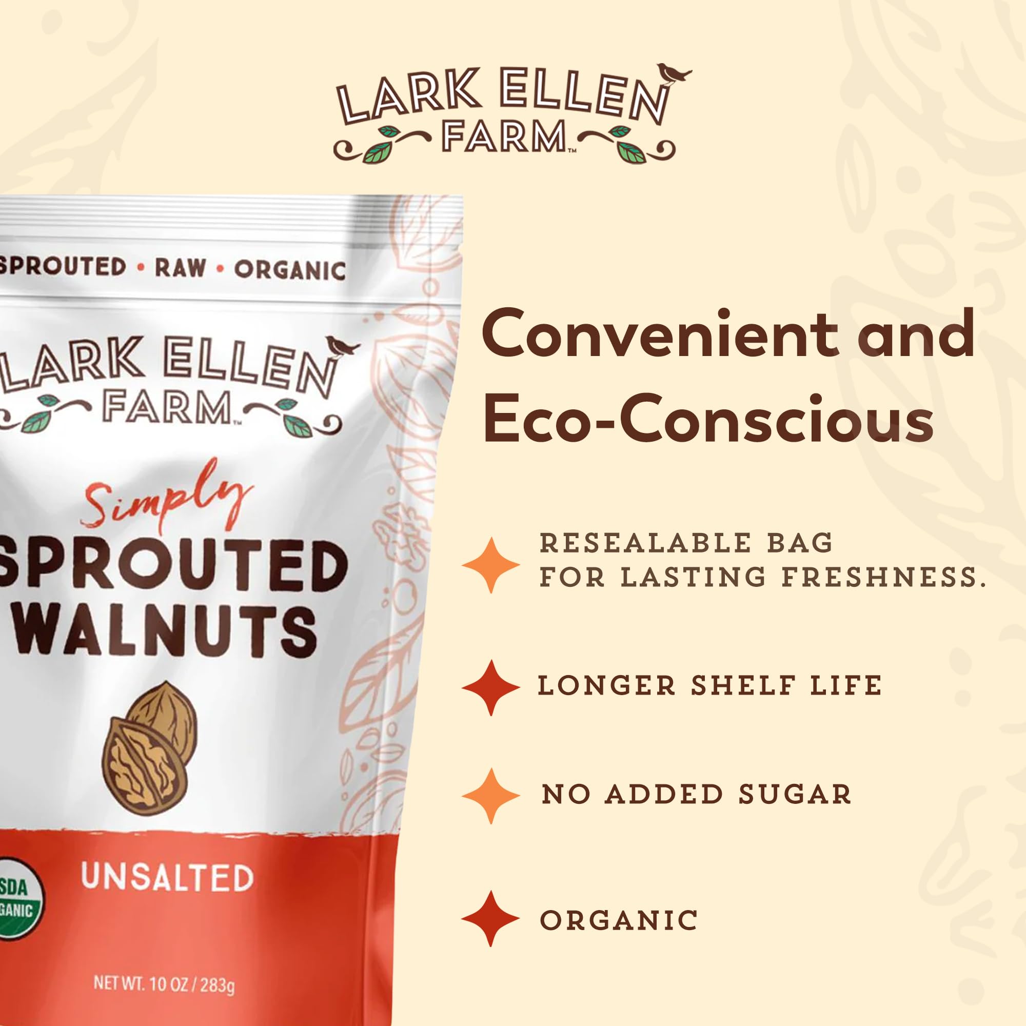 Lark Ellen Farm walnuts scattered on salad showing flavor boost without added salt