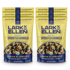 Lark Ellen Farm front packaging showing lemon blueberry granola and organic badge