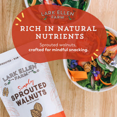 Lark Ellen Farm serving bowl of walnuts beside spoon demonstrating easy recipe inclusion