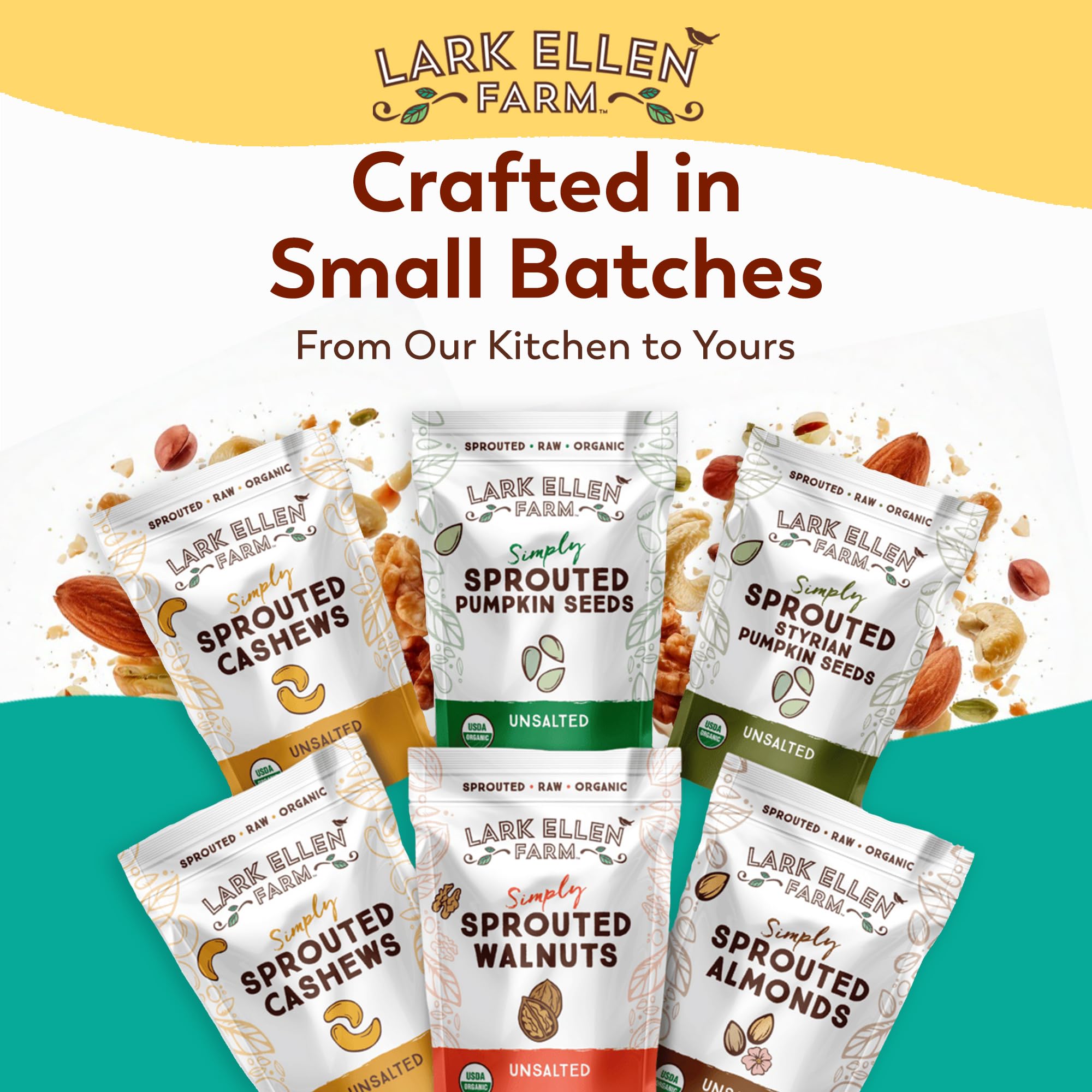 Lark Ellen Farm three stacked bags demonstrating the 3-pack value and bulk-ready storage