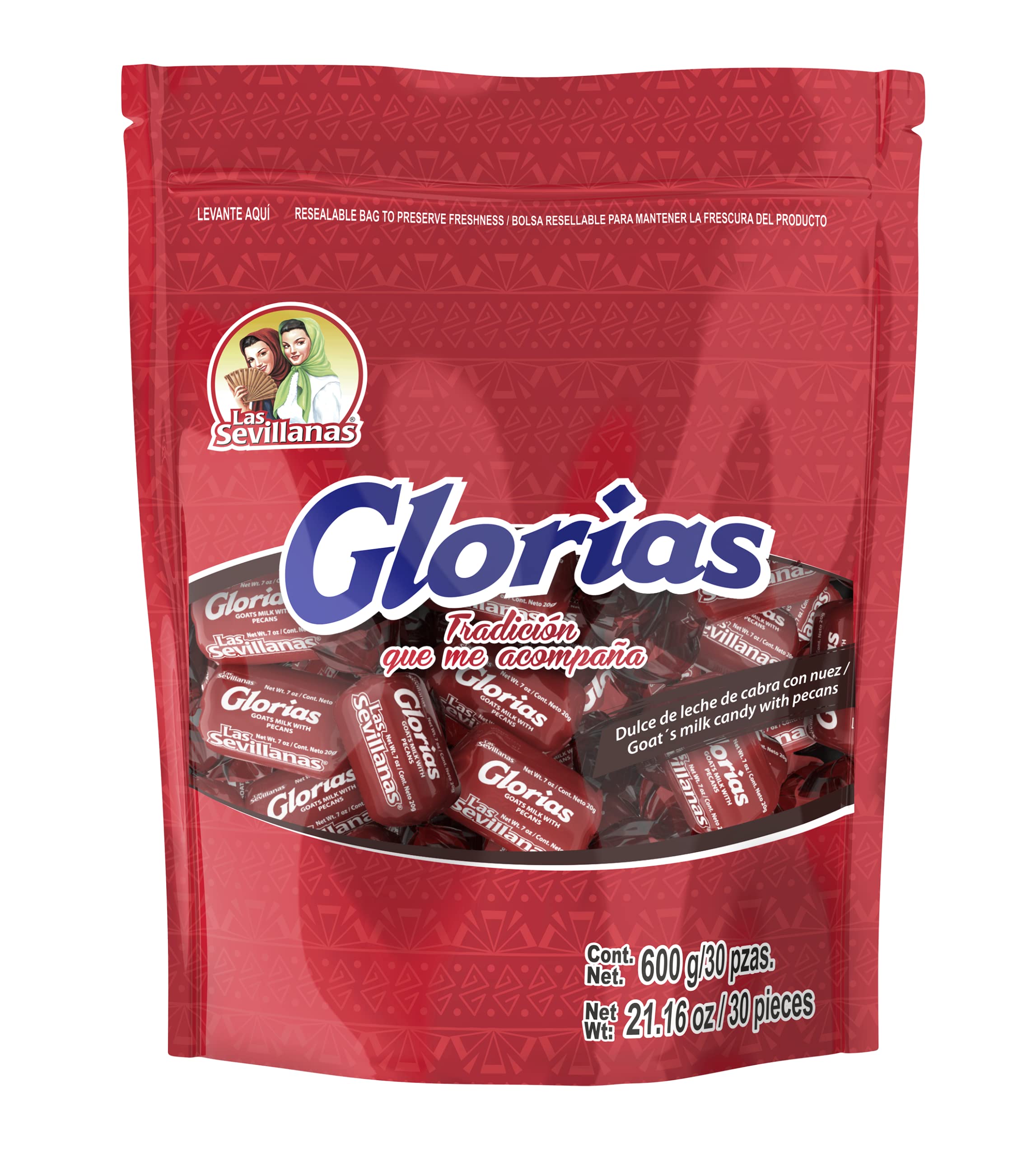Las Sevillanas front packaging showing 10 oz bag and branding benefit: authentic Mexican candy