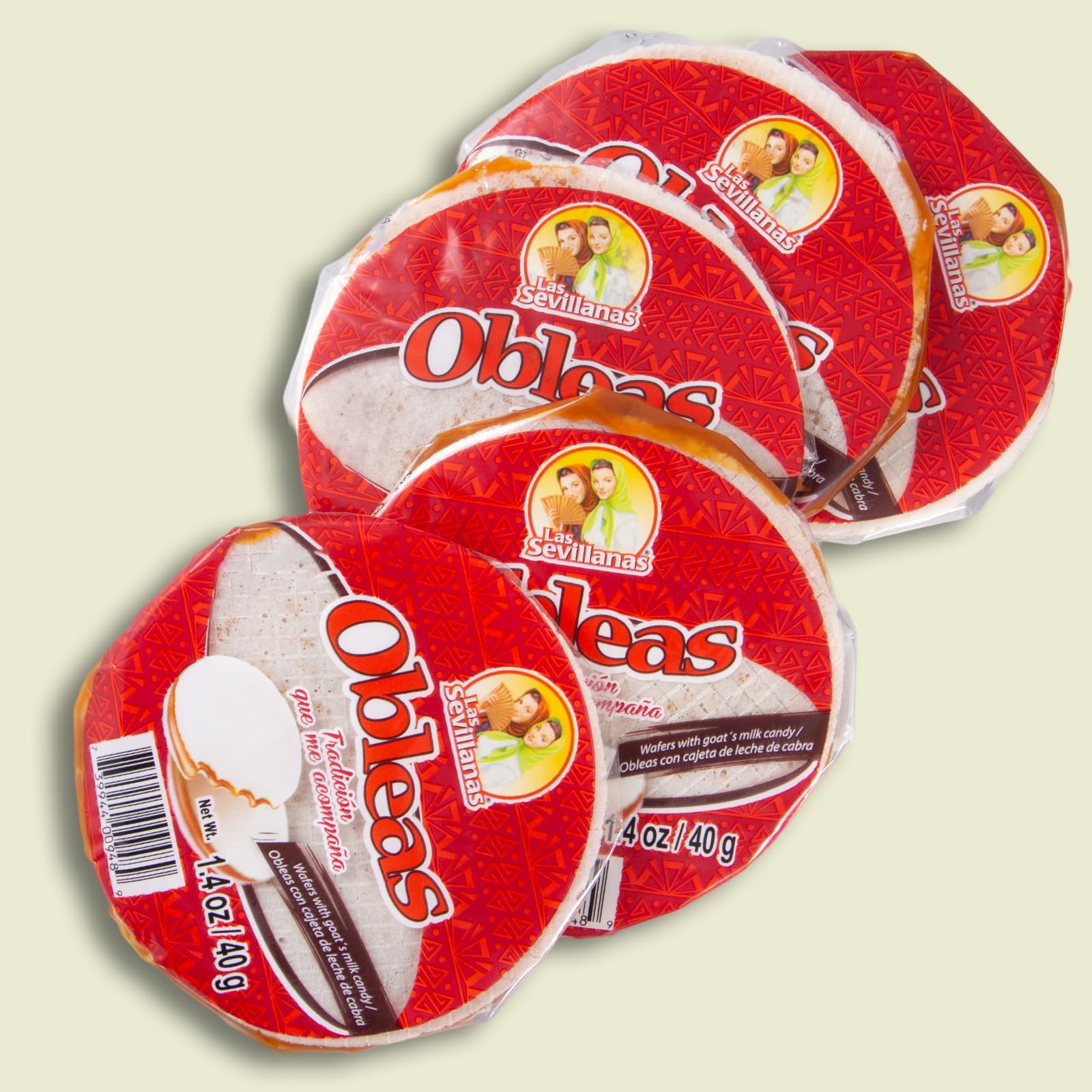 Las Sevillanas open oblea showing creamy cajeta center and smooth caramel benefit