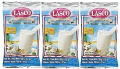 Lasco front packaging showing vanilla-malt label and convenient three-pack benefit