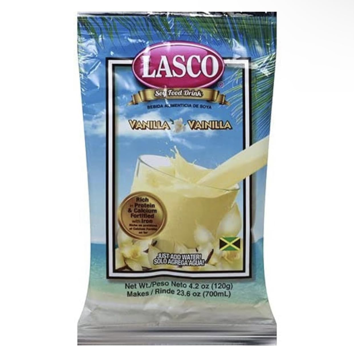 LASCO front packaging of vanilla sachet shows nutrition and convenience benefits