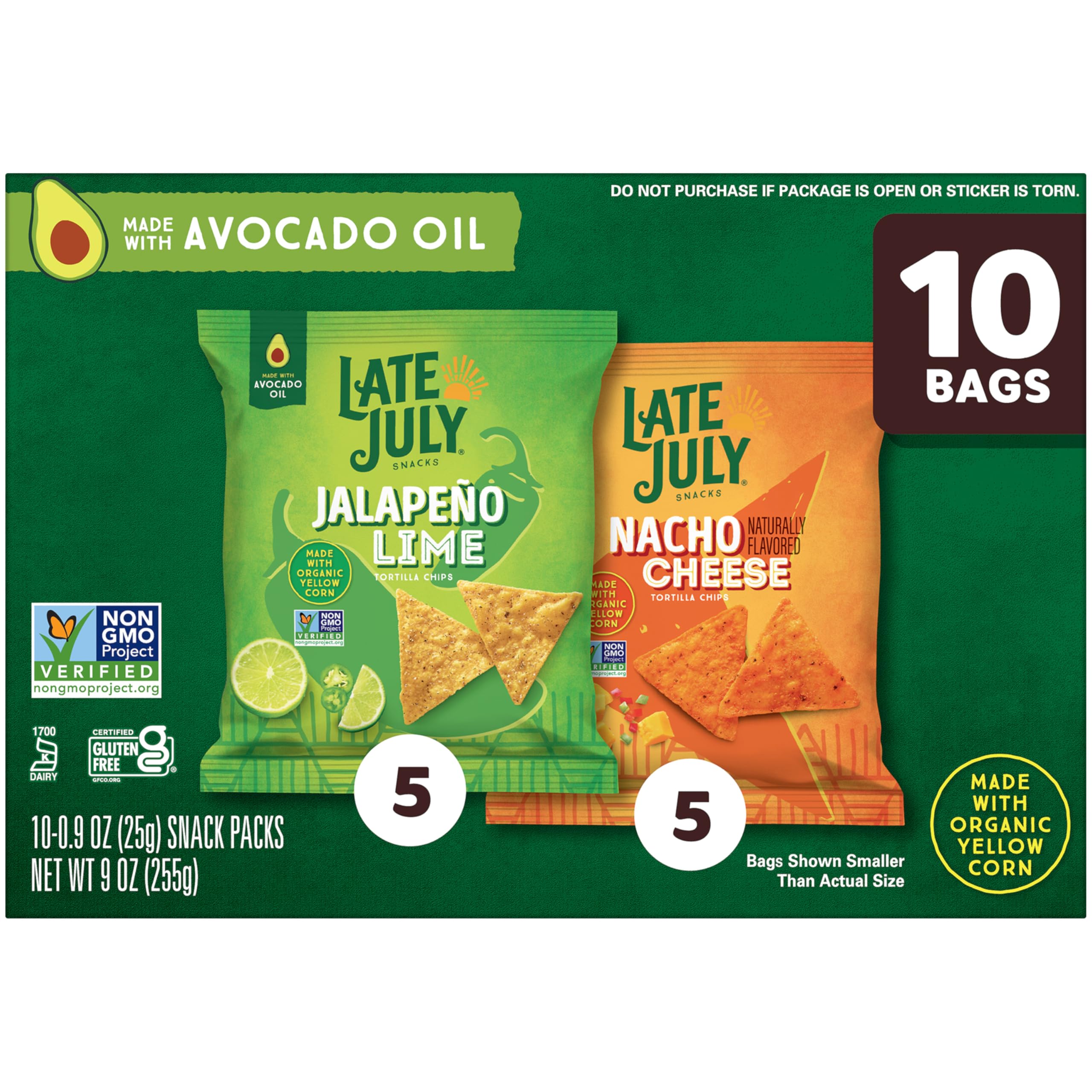 Late July snack bags inside a lunchbox for scale, illustrates portable single-serve convenience