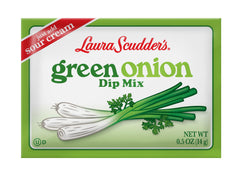 Laura Scudder's front packaging showing brand and green onion flavor, quick dip prep benefit