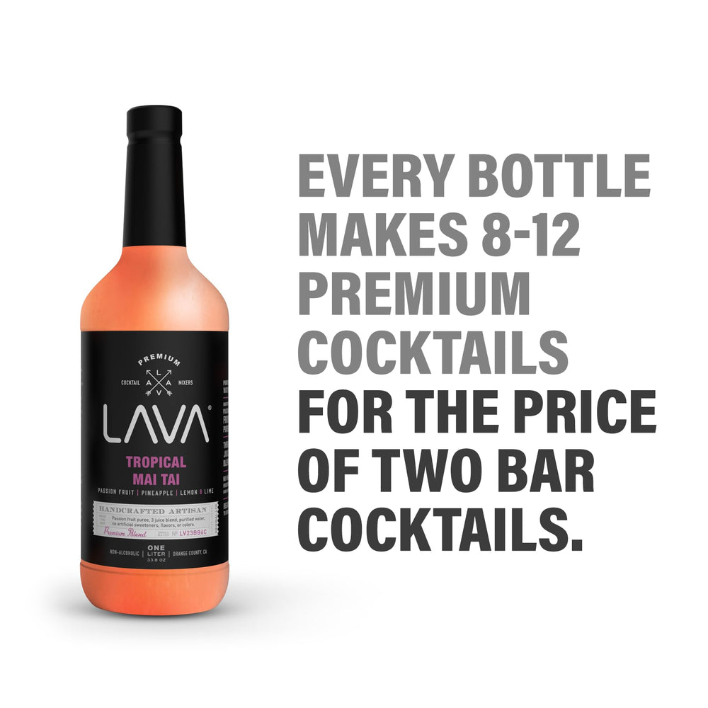LAVA close-up pour from bottle into shaker highlighting real fruit juices and vibrant color