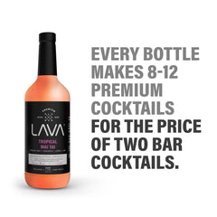 LAVA close-up pour from bottle into shaker highlighting real fruit juices and vibrant color