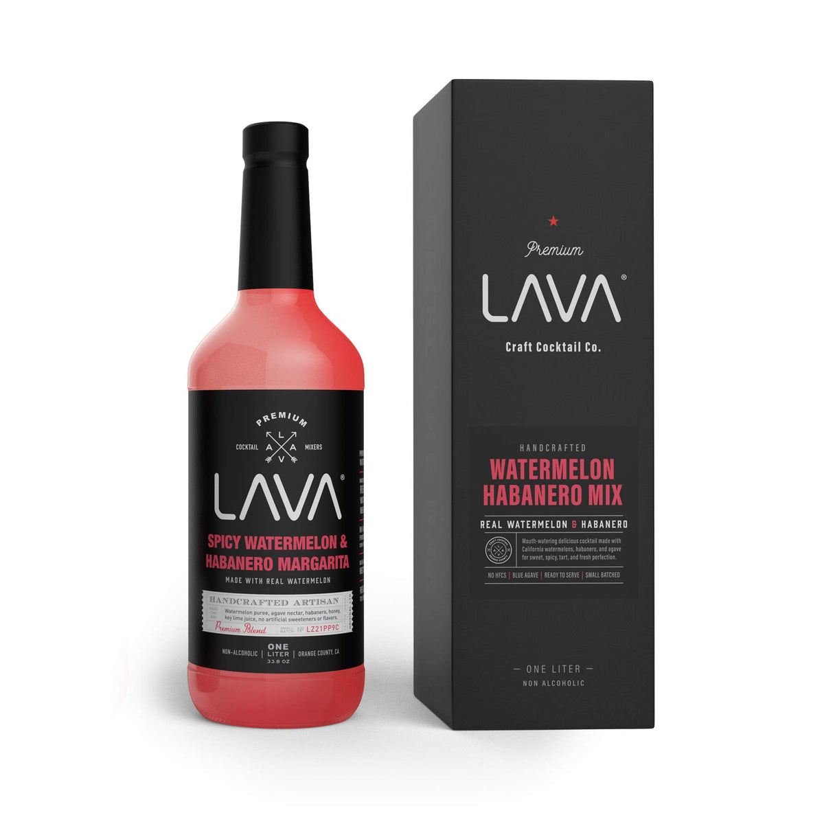 LAVA front bottle showing full 1-liter glass and ready-to-pour convenience