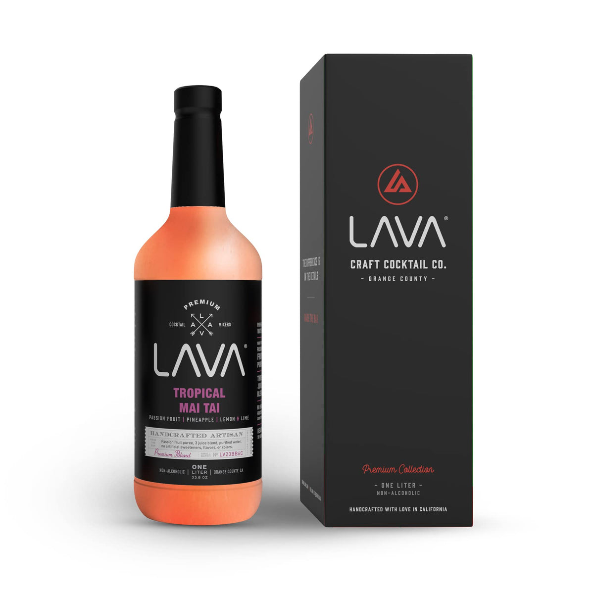 LAVA front packaging in glass bottle showing tropical mix and ready-to-use convenience