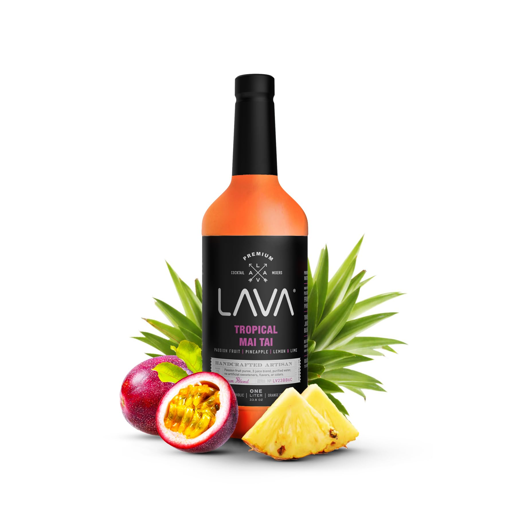 LAVA garnished cocktail with pineapple and lime showing quick, professional presentation