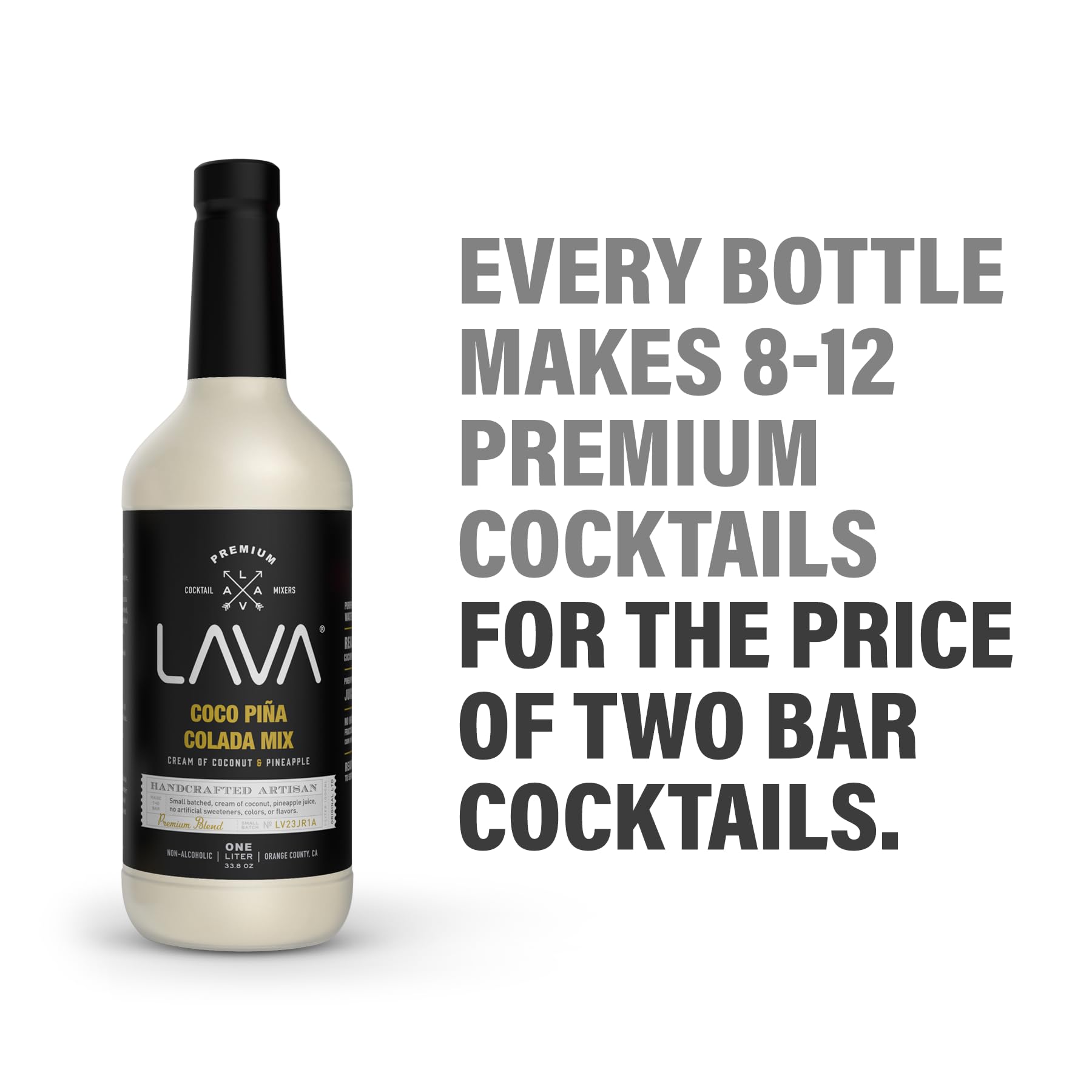 Pouring LAVA mixer to show creamy texture and smooth pour for quick cocktails