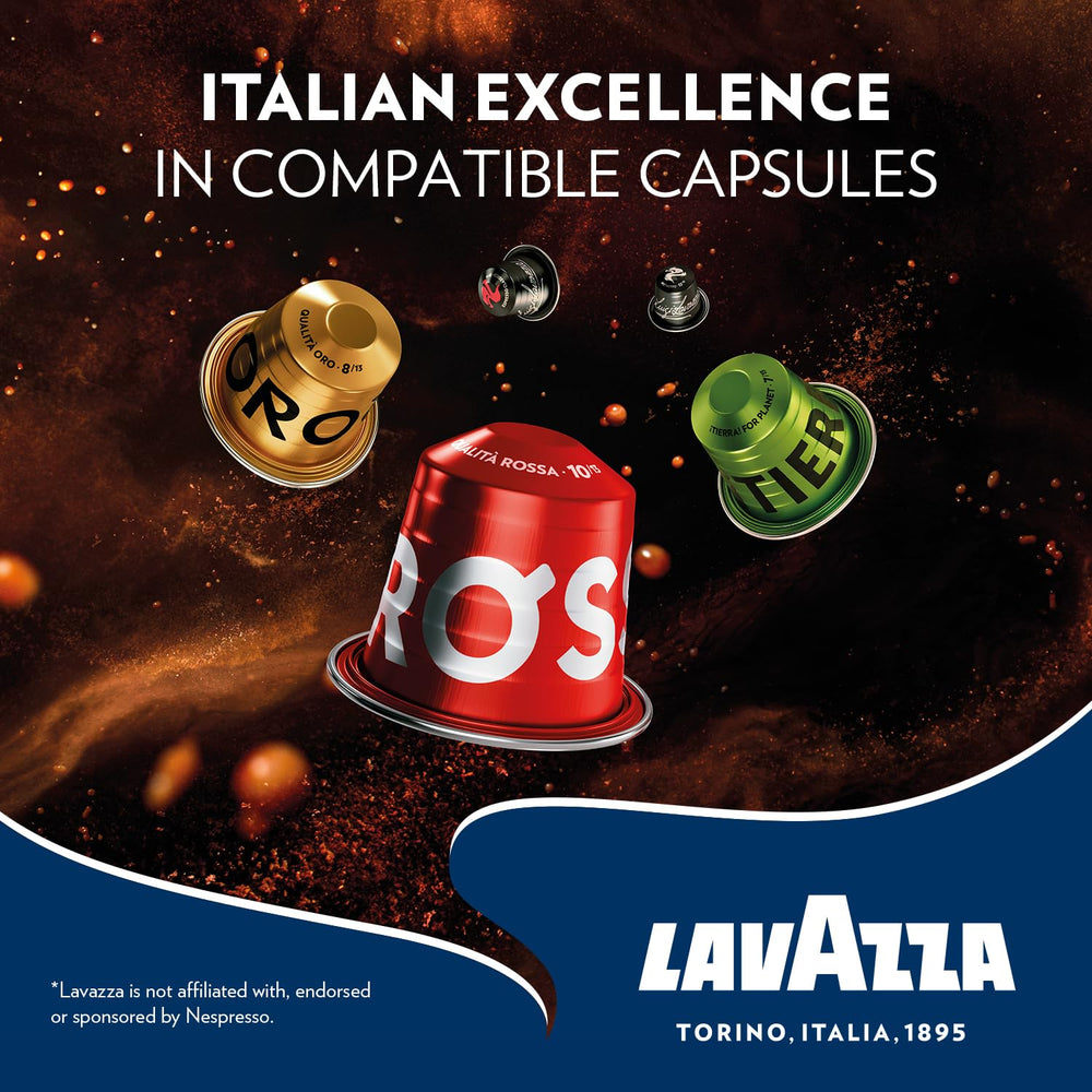 Lavazza aluminum capsule close-up highlighting aroma protection benefit