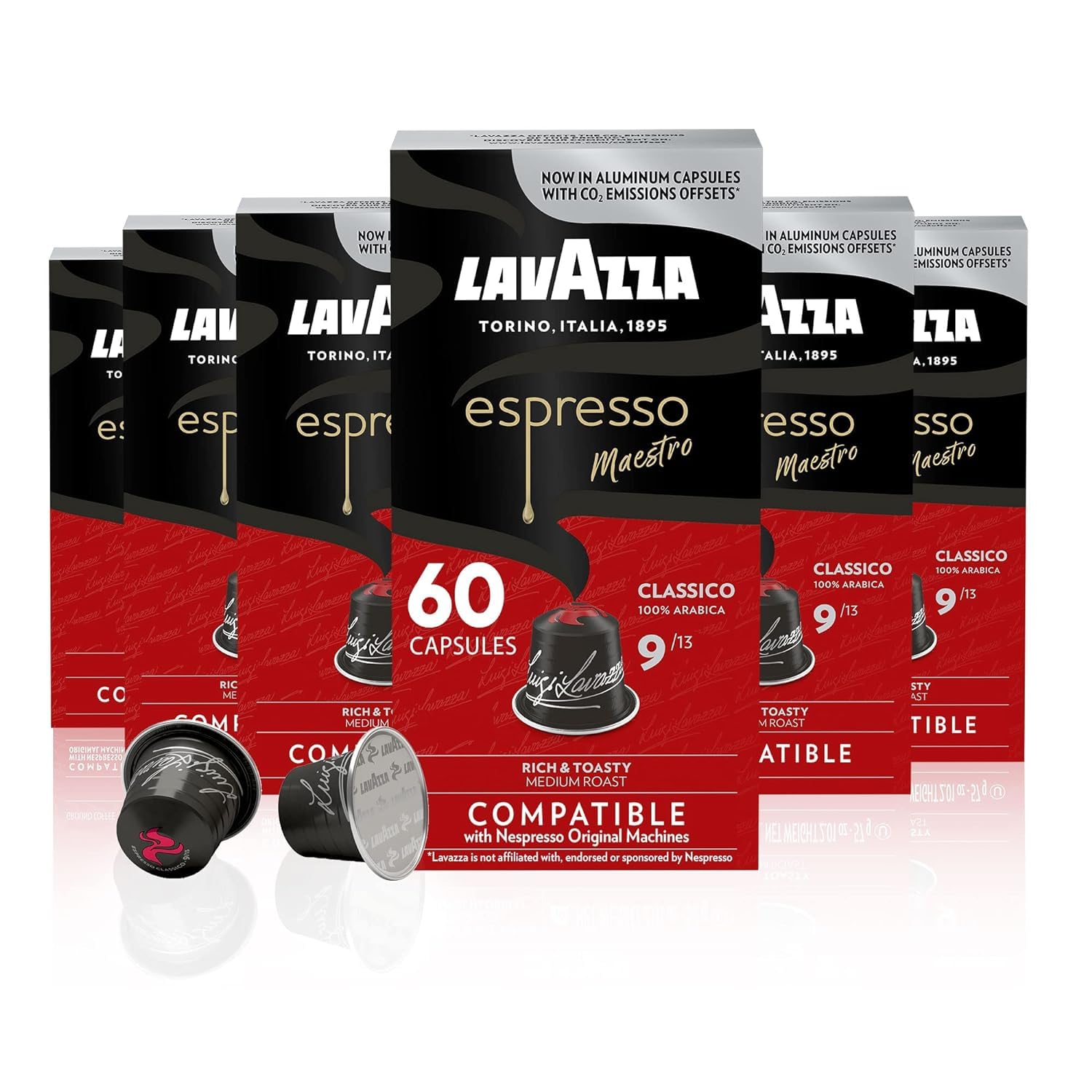 Lavazza Armonico front packaging showing brand and 60-count value pack benefit