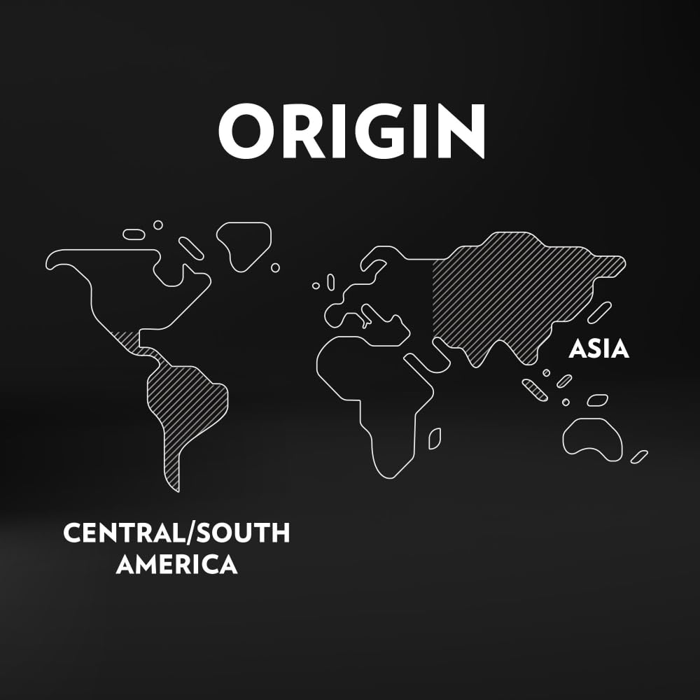 Lavazza bean origin map indicating Central and South America and Asia sourcing