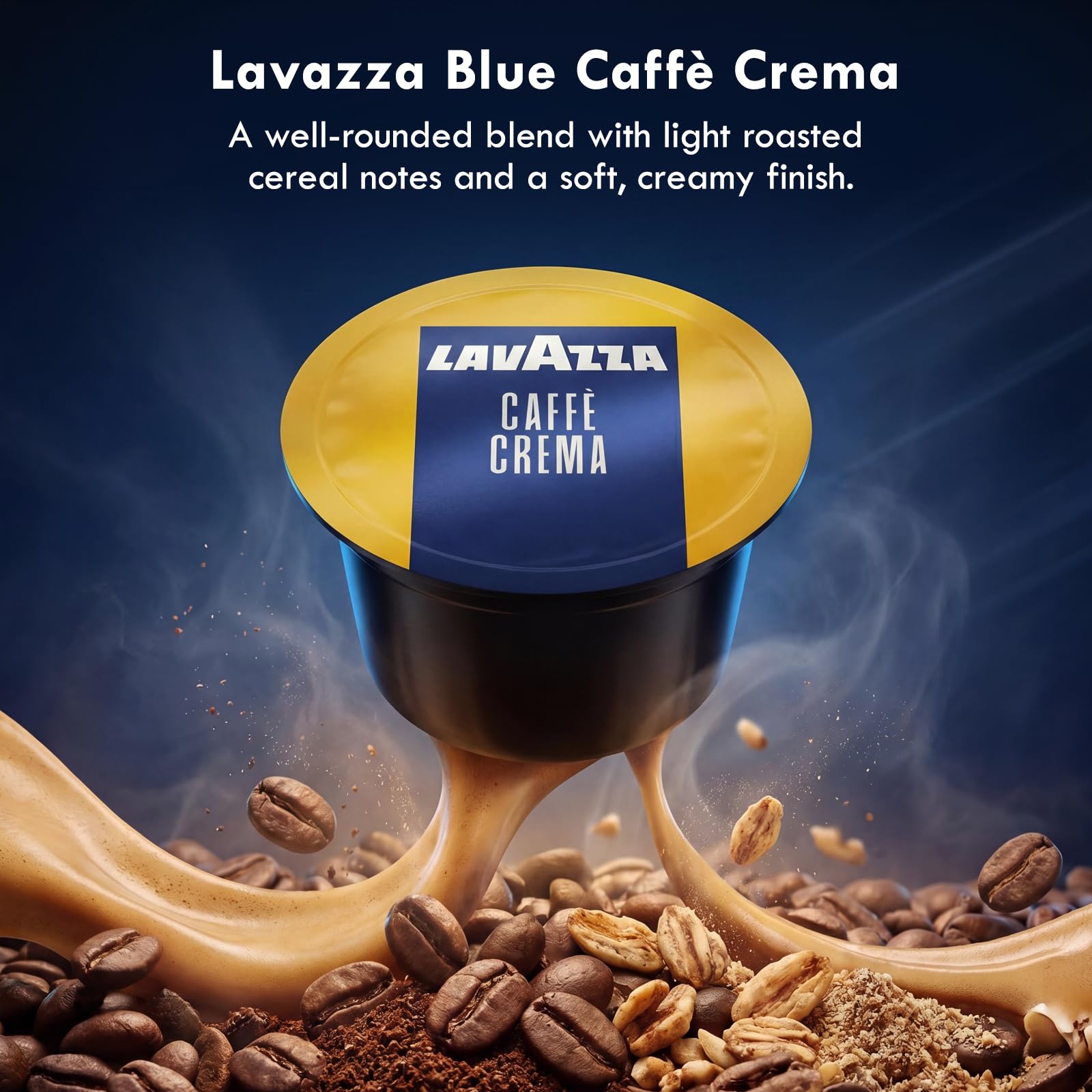 Lavazza Caffè Crema capsule close-up showing smooth profile and delicate aroma cues