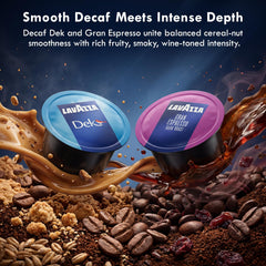 Lavazza capsule inserted into LB machine showing compatibility and convenience benefit