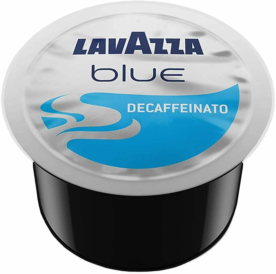 Lavazza BLUE front pack showing 100-count capsules and Italian roast branding benefits convenience