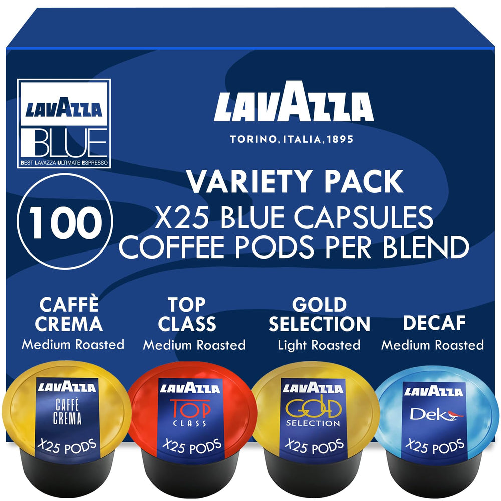 Lavazza front packaging showing variety pack and convenience