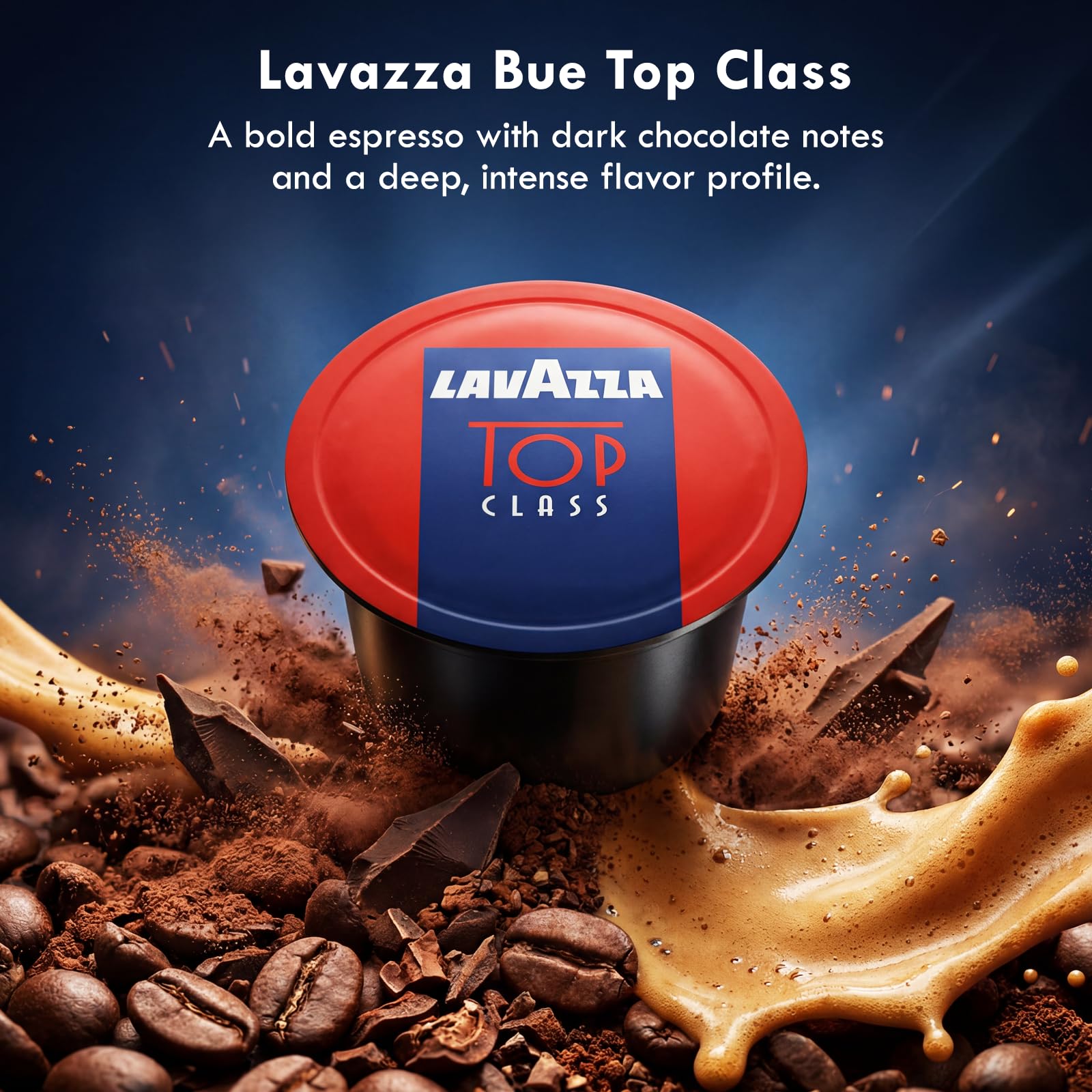 Lavazza Top Class capsule close-up highlighting roast level and rich crema potential