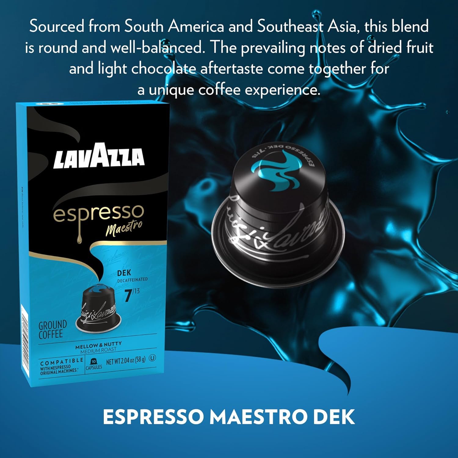 Row of Lavazza capsules emphasizing blend variety and easy single-serve convenience