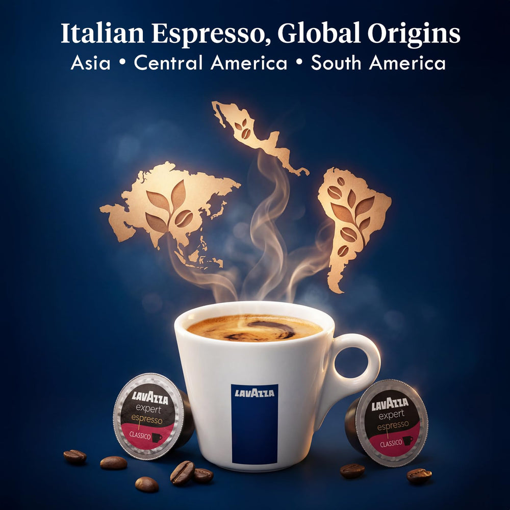 Illustration of Lavazza bean origin regions suggesting Central and South American Arabica benefits