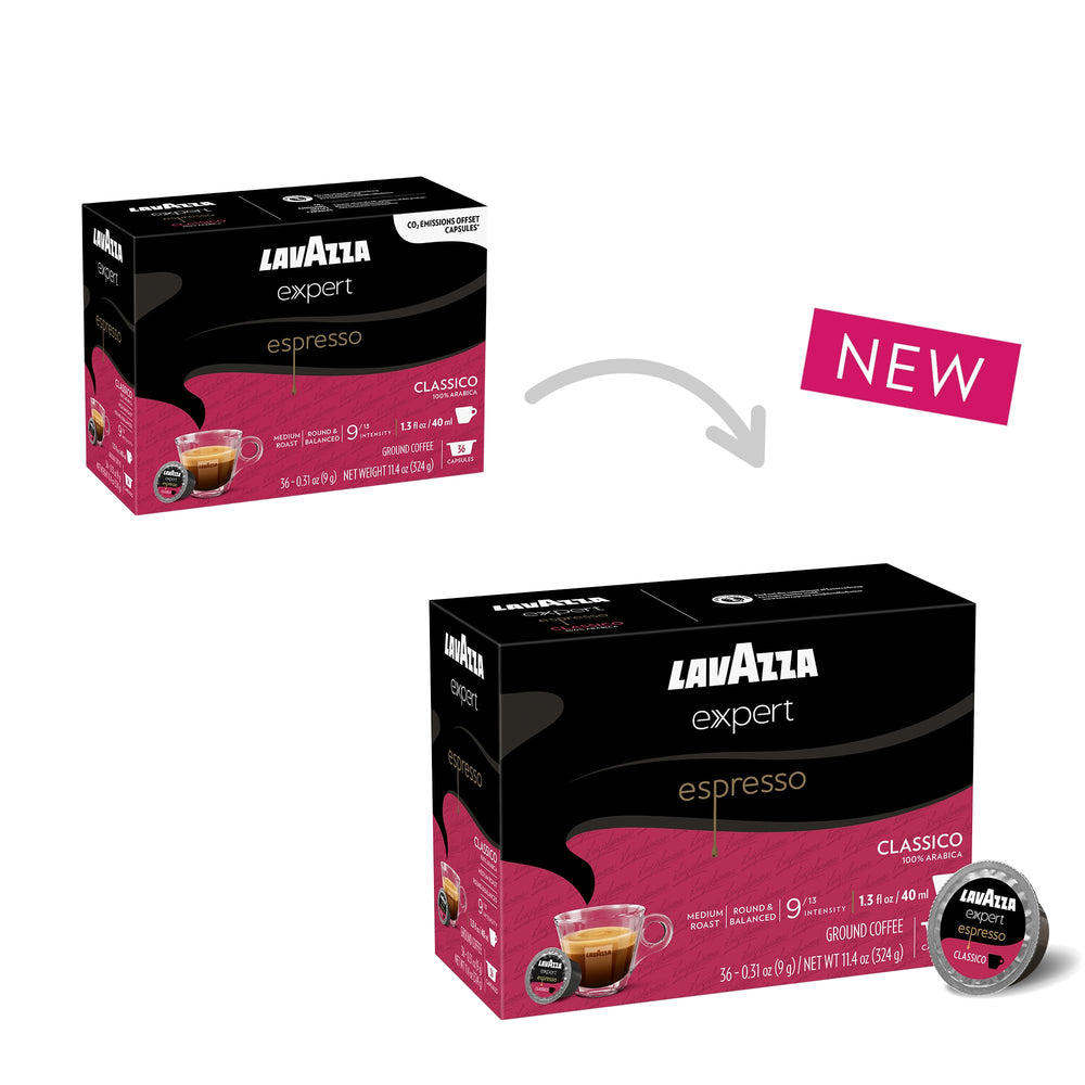 Lavazza close-up of a single capsule showcasing seal and fit for precise brewing