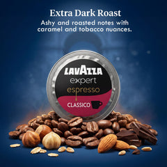 Freshly pulled espresso shot from Lavazza Classico with visible crema showing rich body