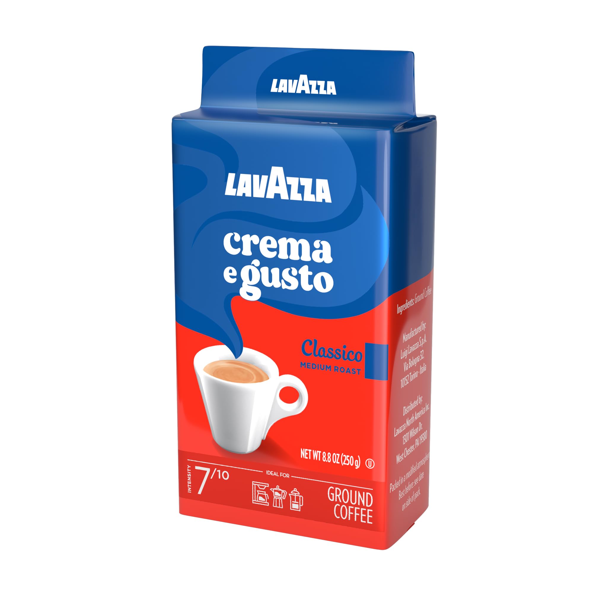 Lavazza ground coffee texture close-up showing rich grind and aroma
