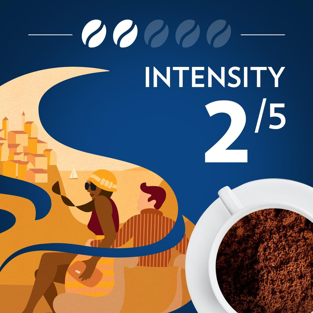 Lavazza Costiera bag open pouring grounds into filter for easy brewing