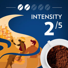 Lavazza Costiera bag open pouring grounds into filter for easy brewing