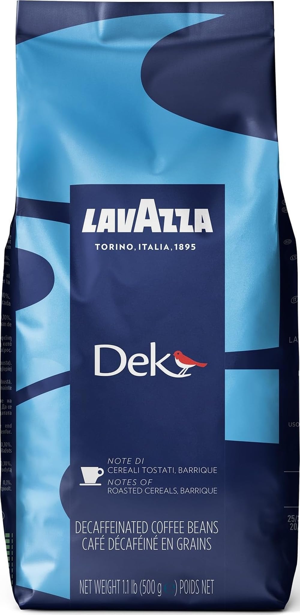Lavazza DEK front bag showing product branding and packaging benefit