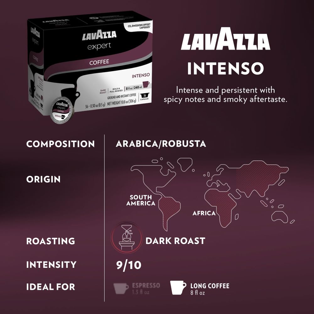 Lavazza capsule label detail showing roast and intensity information for better brew selection