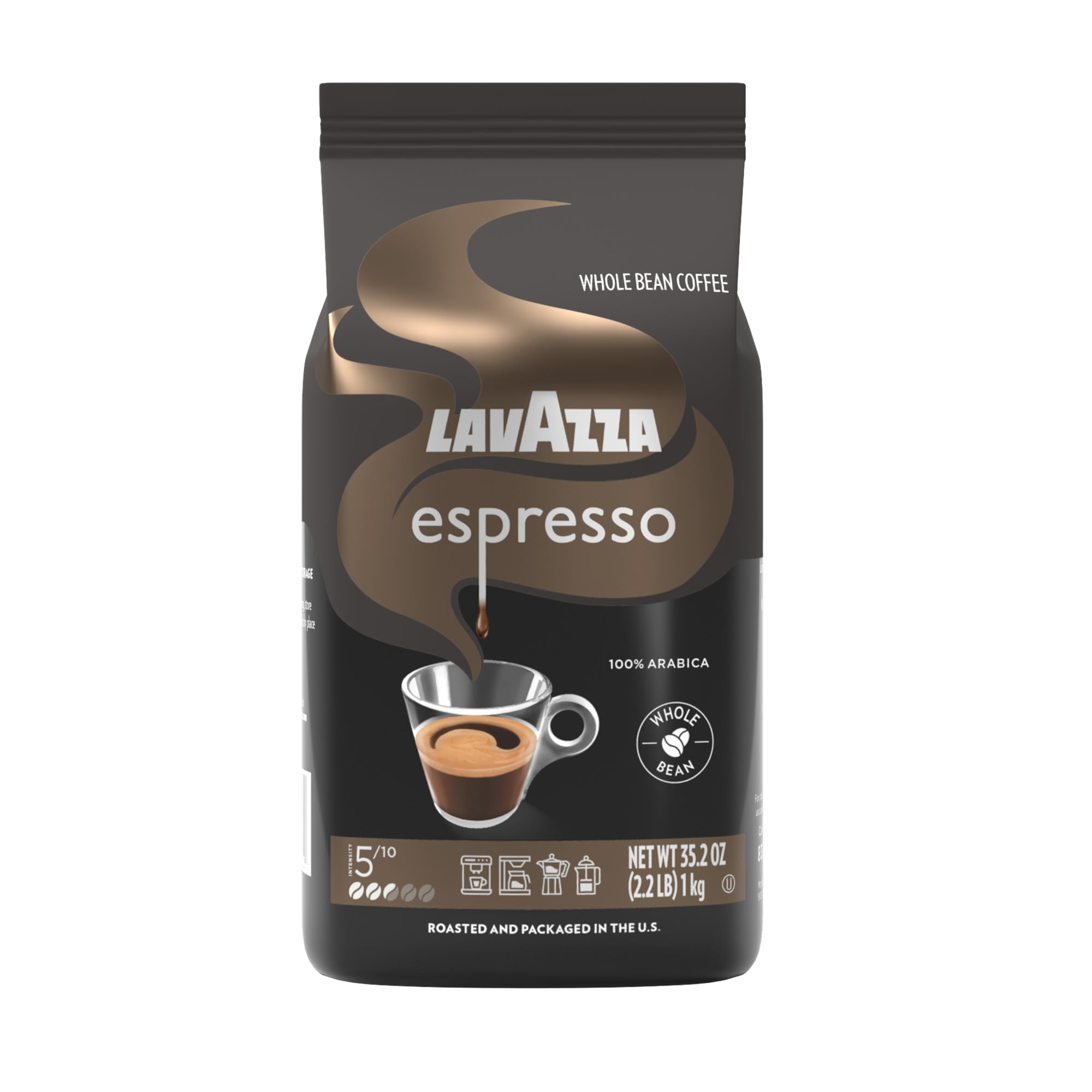 Lavazza front packaging 2.2 lb bag showing brand and roast for easy identification