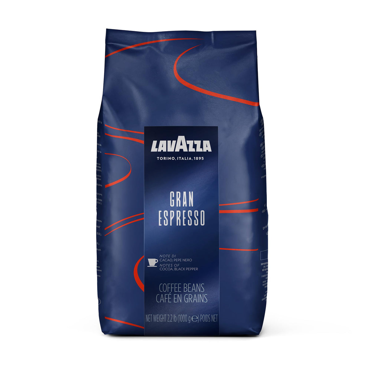 Lavazza Gran Espresso front bag showing packaging and weight for easy identification