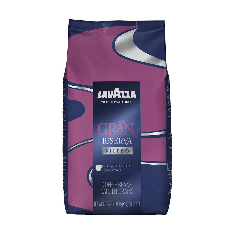 Lavazza front packaging showing 2.2 lb bag and brand for authenticity benefit