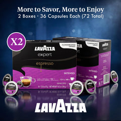 Lavazza Intenso capsule closeup showing texture and seal for freshness retention