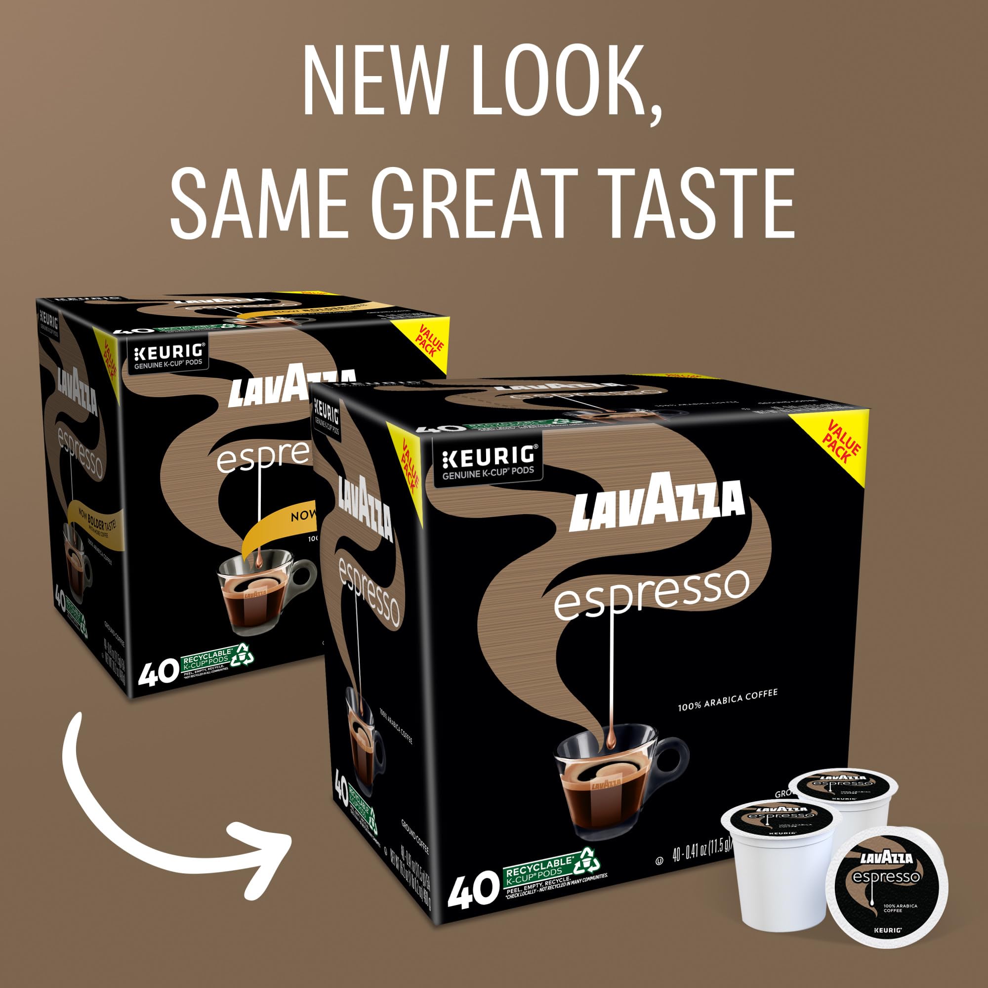 Close-up of Lavazza K-Cup pod top highlighting easy-use compatibility benefit