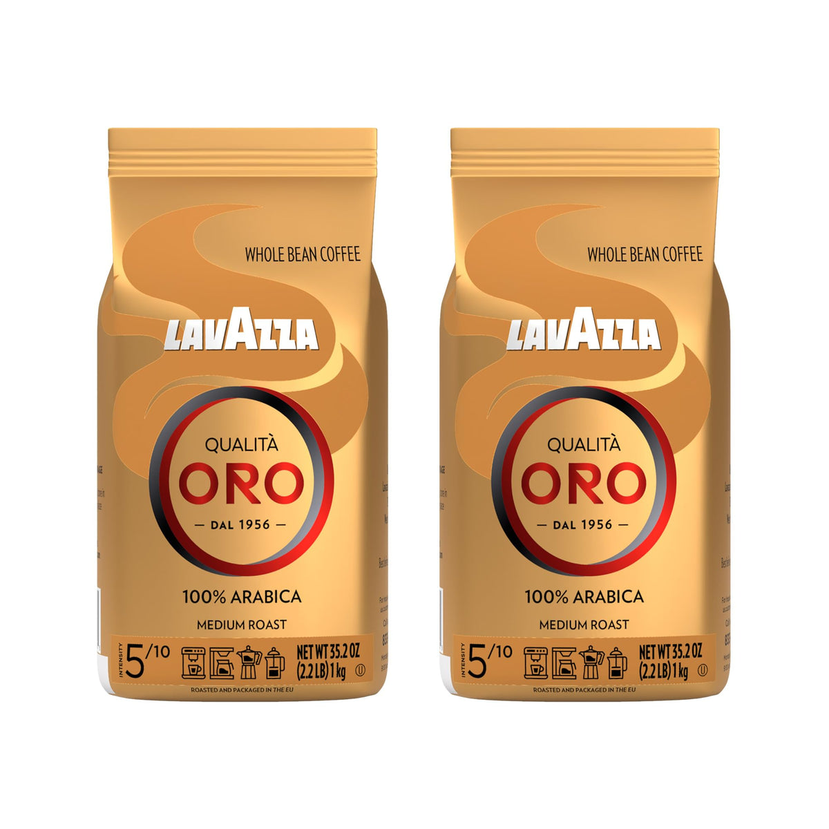 Lavazza Qualità Oro front packaging showing 2 lb pack and branding for pantry-ready supply