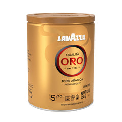Lavazza Qualità Oro tin top view with resealable lid preserving aroma